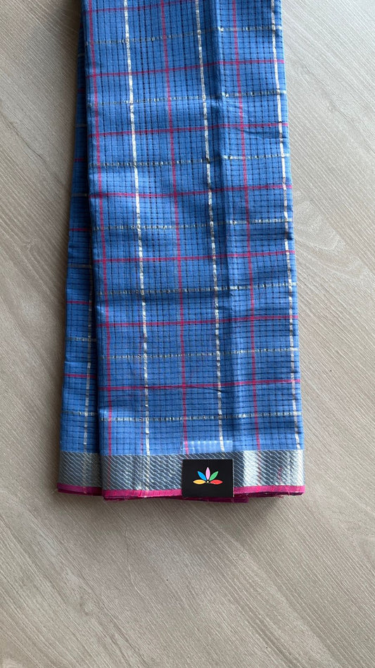 Checked Missing checks Handloom Mangalagiri Cotton Saree -25000