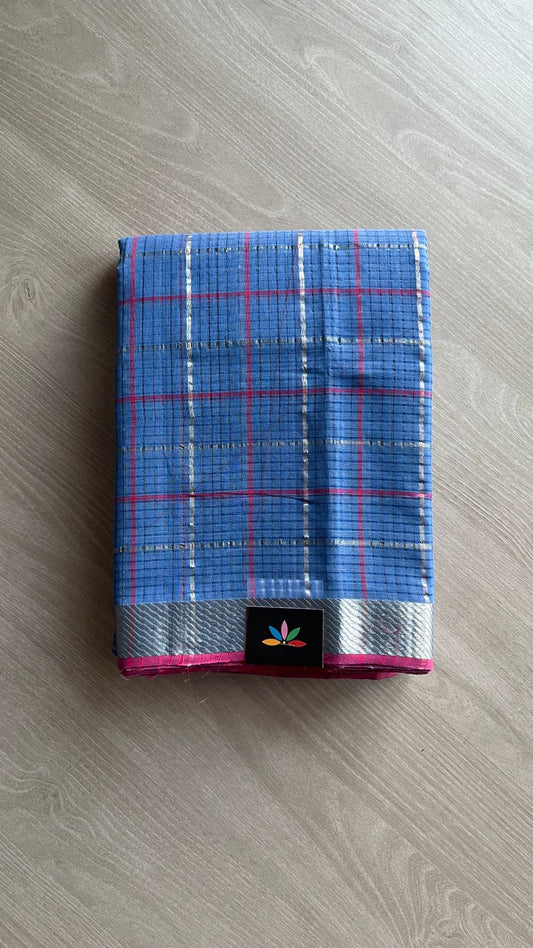 Checked Missing checks Handloom Mangalagiri Cotton Saree -25000