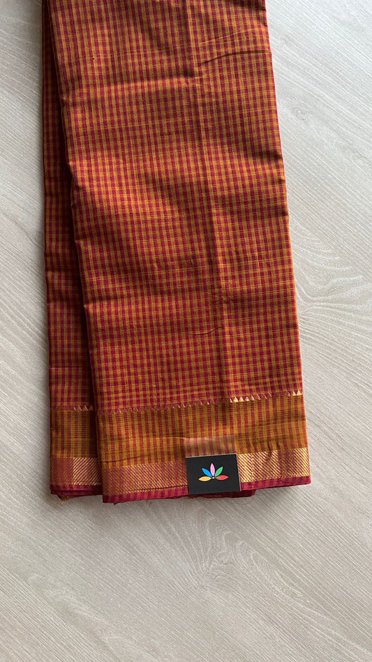 Handwoven Zari Border Mangalagiri Cotton Saree-25001-25013
