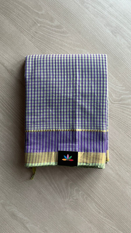 Handwoven Zari Border Mangalagiri Cotton Saree-25002