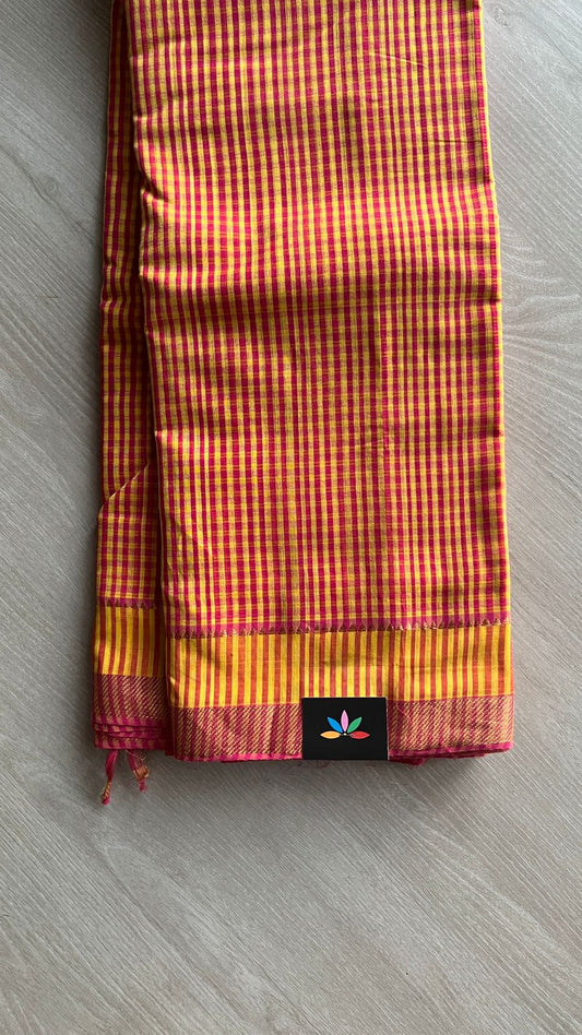 Handwoven Zari Border Mangalagiri Cotton Saree-25003