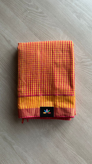 Handwoven Zari Border Mangalagiri Cotton Saree-25003