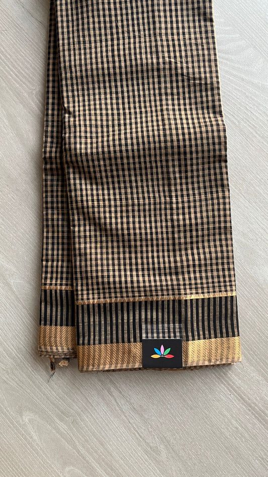 Handwoven Zari Border Mangalagiri Cotton Saree-25004