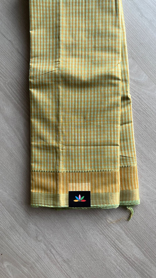 Handwoven Zari Border Mangalagiri Cotton Saree-25005