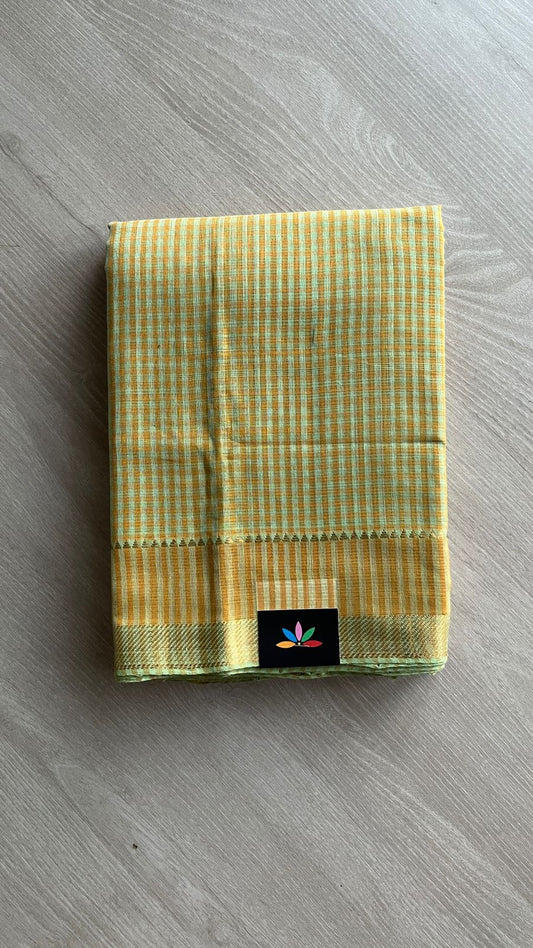 Handwoven Zari Border Mangalagiri Cotton Saree-25005