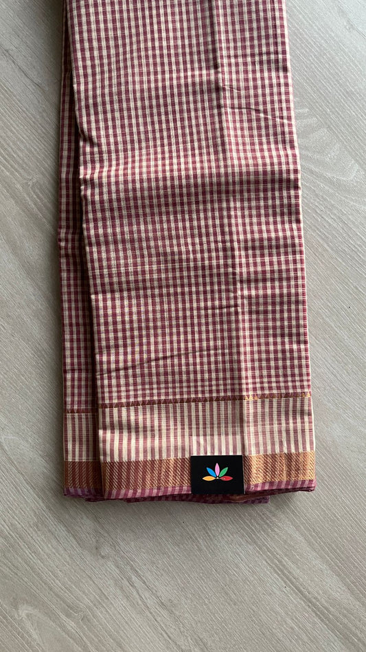 Handwoven Zari Border Mangalagiri Cotton Saree-25006