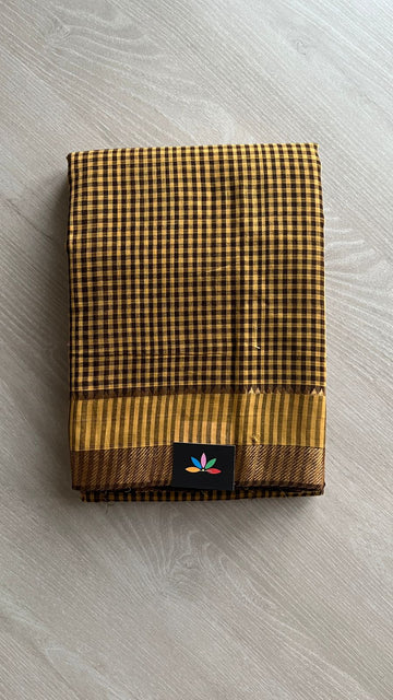 Handwoven Zari Border Mangalagiri Cotton Saree-25007