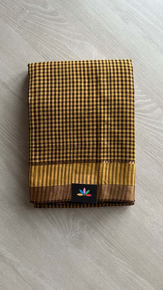 Handwoven Zari Border Mangalagiri Cotton Saree-25007
