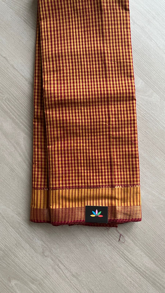 Handwoven Zari Border Mangalagiri Cotton Saree-25008