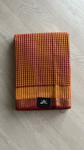 Handwoven Zari Border Mangalagiri Cotton Saree-25008