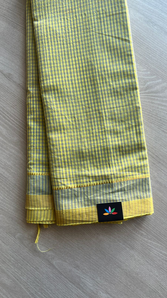 Handwoven Zari Border Mangalagiri Cotton Saree-25017