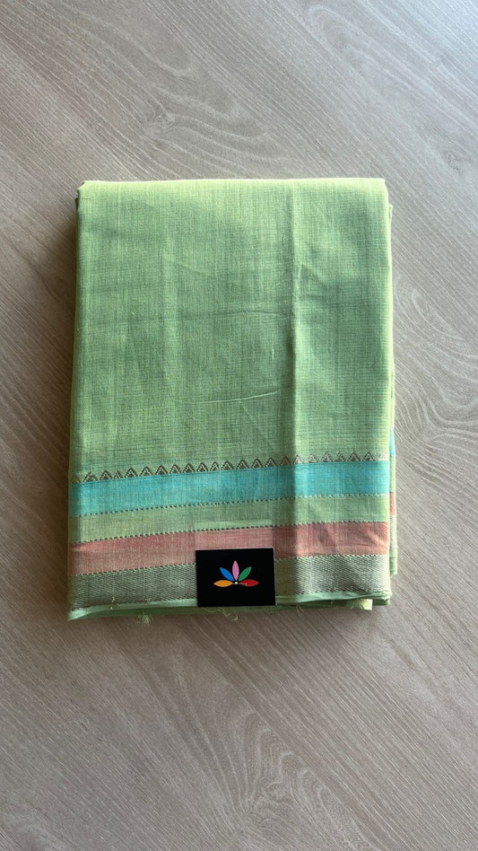 Handwoven Contrast Border Mangalagiri Cotton Saree -25023