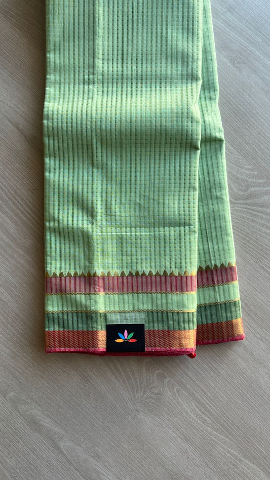 Handwoven Godavari Border Missing Checks Mangalagiri Cotton Saree-25020