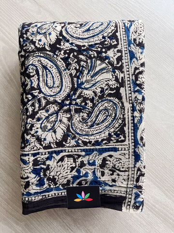 Paisley Handblock Printed Kalamkari Mul Cotton Saree - 31785