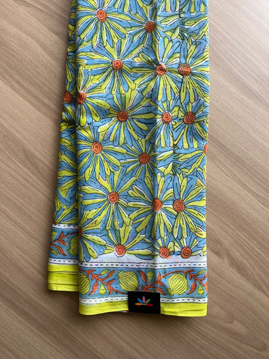 Handblock Printed Mul Cotton Saree-19416-19417