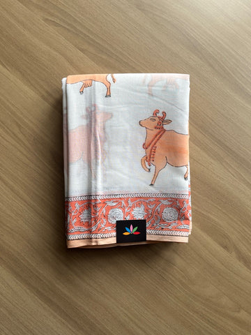 Handblock Printed Mul Cotton Saree-21153