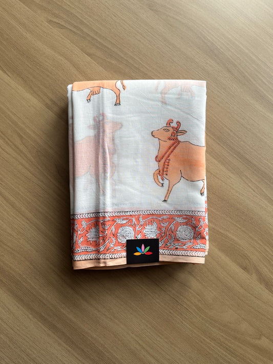 Handblock Printed Mul Cotton Saree-21153
