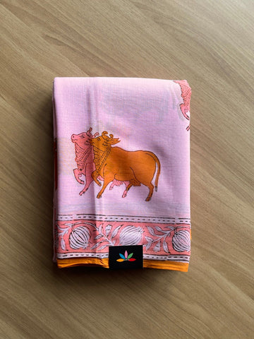 Handblock Printed Mul Cotton Saree-21157