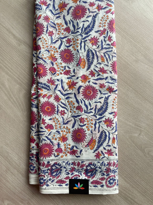 Handblock Printed Mul Cotton Saree-27205-27207