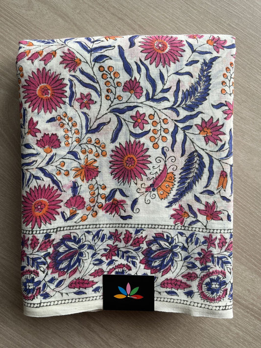 Handblock Printed Mul Cotton Saree-27205-27207