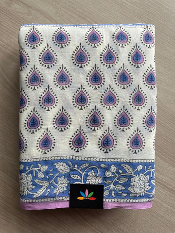 Handblock Printed Mul Cotton Saree-27214