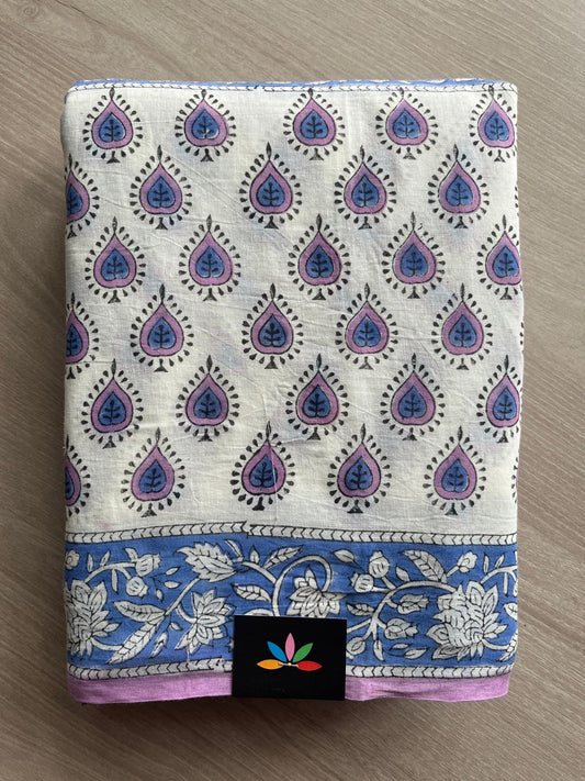 Handblock Printed Mul Cotton Saree-27214
