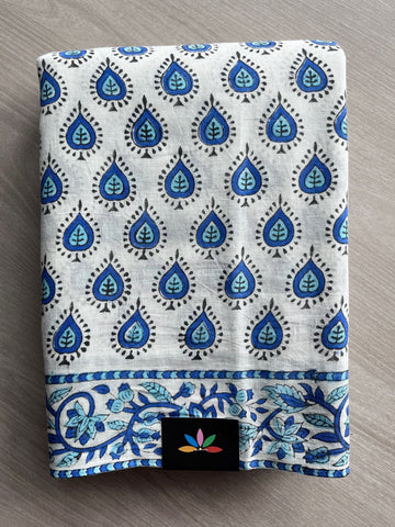 Handblock Printed Mul Cotton Saree-27215