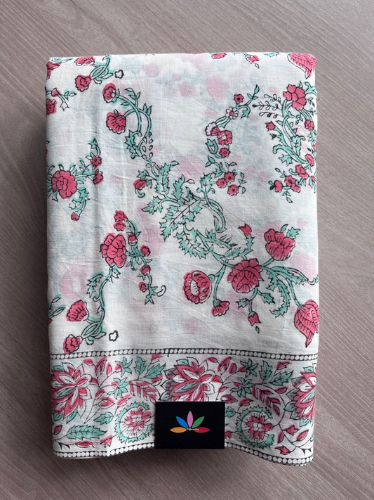 Handblock Printed Mul Cotton Saree-27217