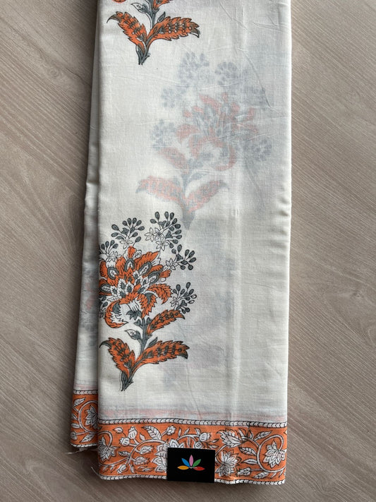 Handblock Printed Mul Cotton Saree-27218