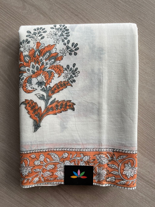Handblock Printed Mul Cotton Saree-27218