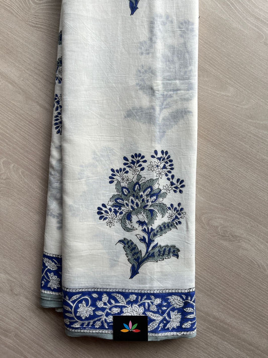 Handblock Printed Mul Cotton Saree-27219