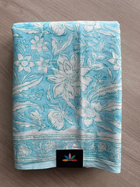 Handblock Printed Mul Cotton Saree-27221