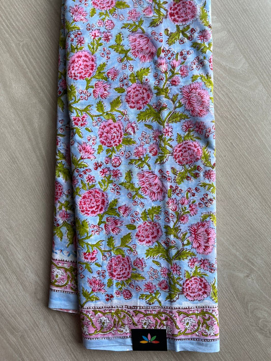 Handblock Printed Mul Cotton Saree-27224