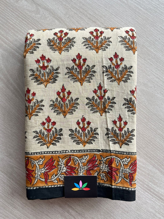Handblock Printed Mul Cotton Saree-27225