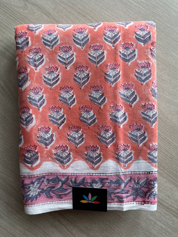Handblock Printed Mul Cotton Saree-27226
