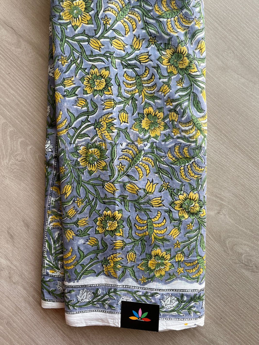 Handblock Printed Mul Cotton Saree-27229