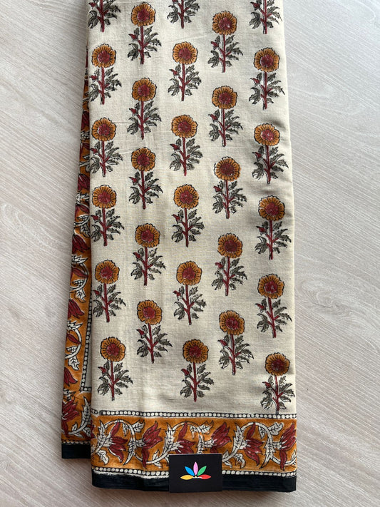 Handblock Printed Mul Cotton Saree-27230