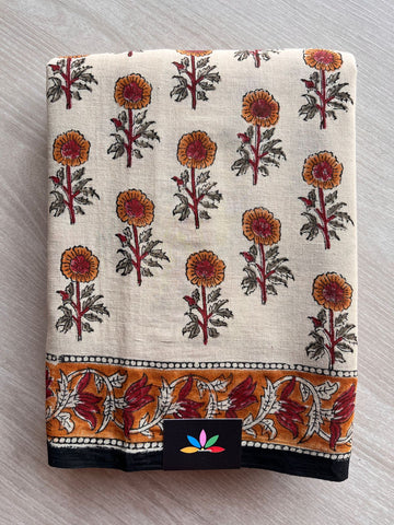 Handblock Printed Mul Cotton Saree-27230