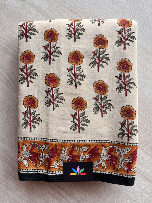 Handblock Printed Mul Cotton Saree-27230
