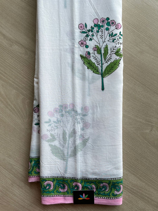 Handblock Printed Mul Cotton Saree-27231