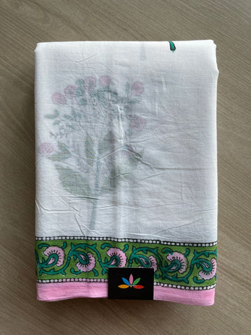 Handblock Printed Mul Cotton Saree-27231