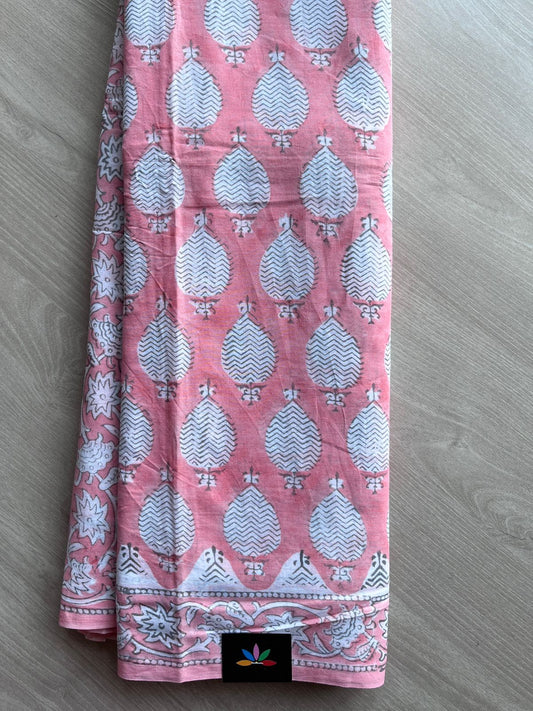 Handblock Printed Mul Cotton Saree-27233