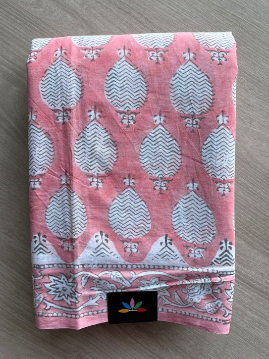 Handblock Printed Mul Cotton Saree-27233