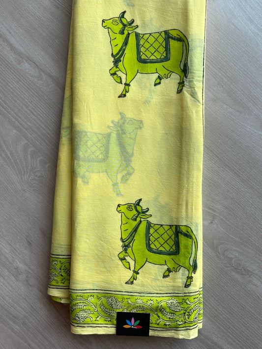 Handblock Printed Mul Cotton Saree-27234