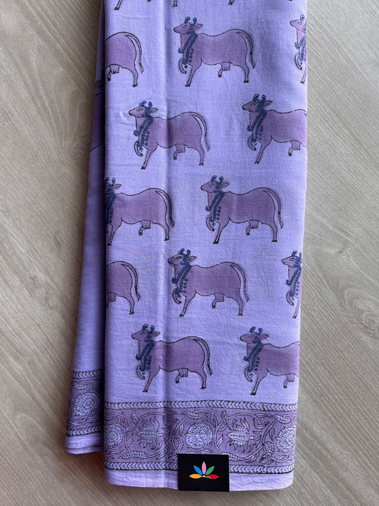 Handblock Printed Mul Cotton Saree-27235