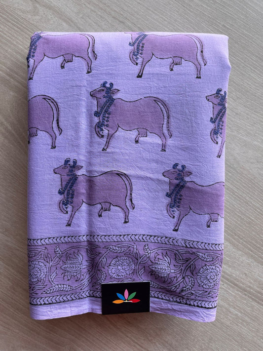 Handblock Printed Mul Cotton Saree-27235