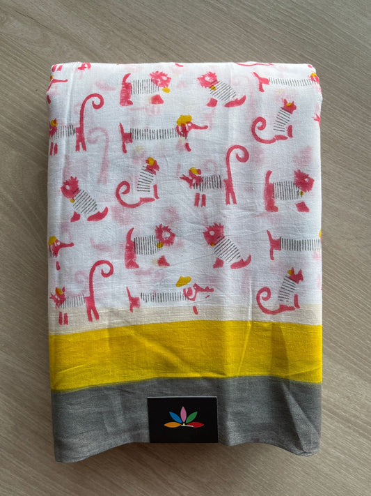 Handblock Printed Mul Cotton Saree-27236