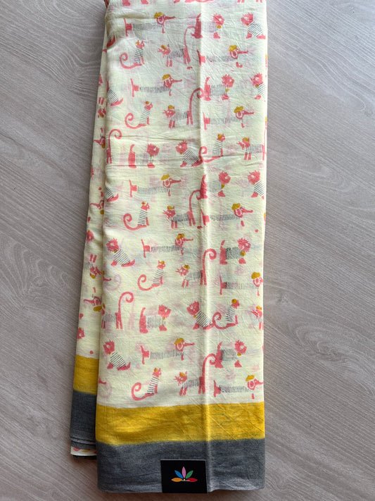 Handblock Printed Mul Cotton Saree-27237