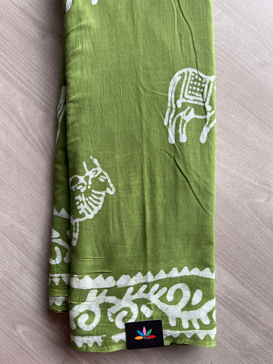 Handblock Printed Mul Cotton Saree-27244