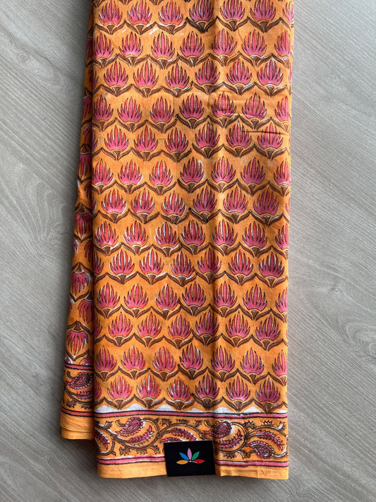 Handblock Printed Mul Cotton Saree-27245